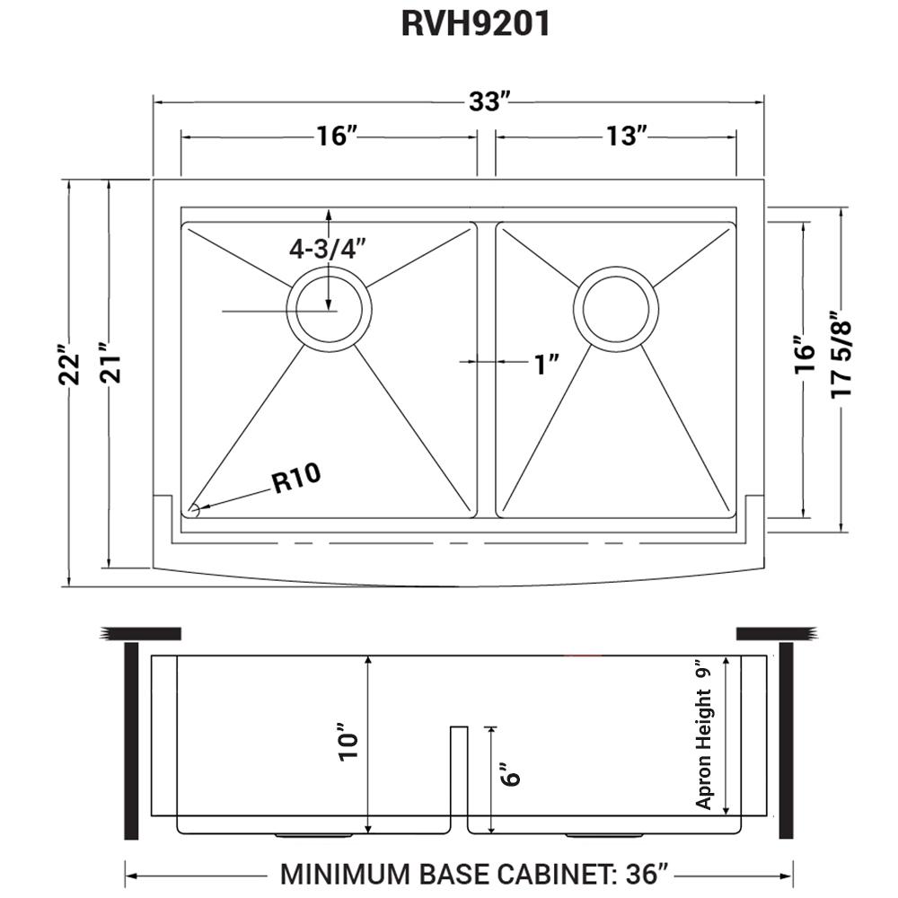 Ruvati 33" Kitchen Sink 16 Gauge. Picture 8