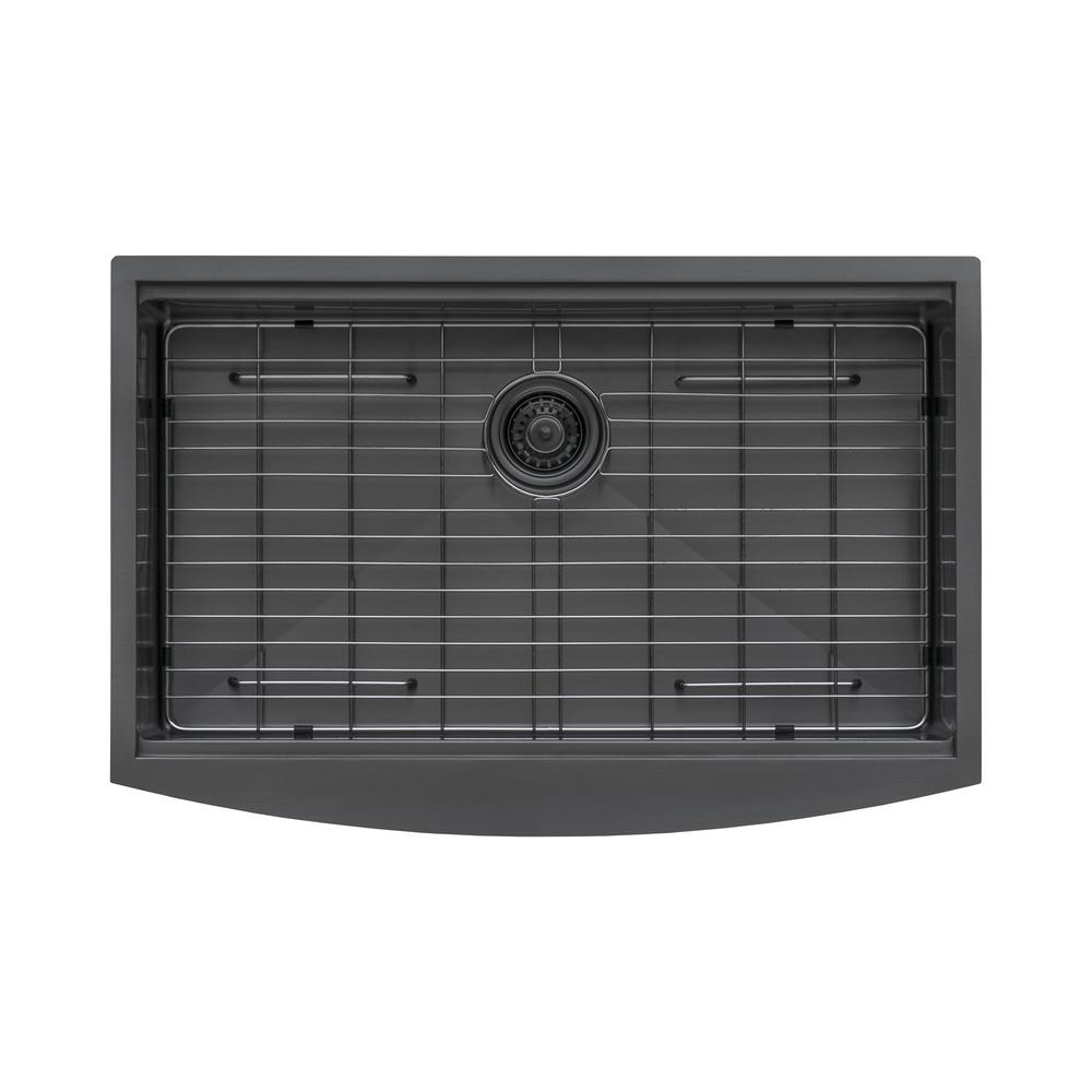 33in Gunmetal Black Workstation Apron-Front Stainless Steel Kitchen Sink. Picture 2