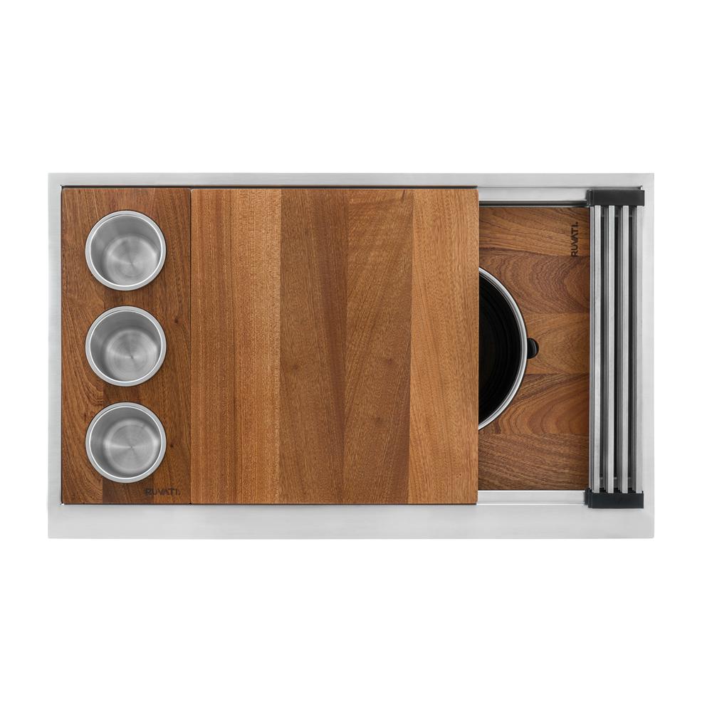 Ruvati 33-inch Workstation Two-Tiered Ledge Kitchen Sink Apron-Front 16 Gauge. Picture 2