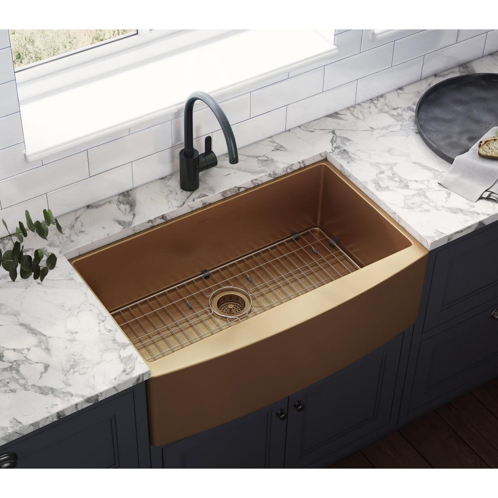 Ruvati 30-inch Apron-Front Farmhouse Kitchen Sink Single Bowl. Picture 8