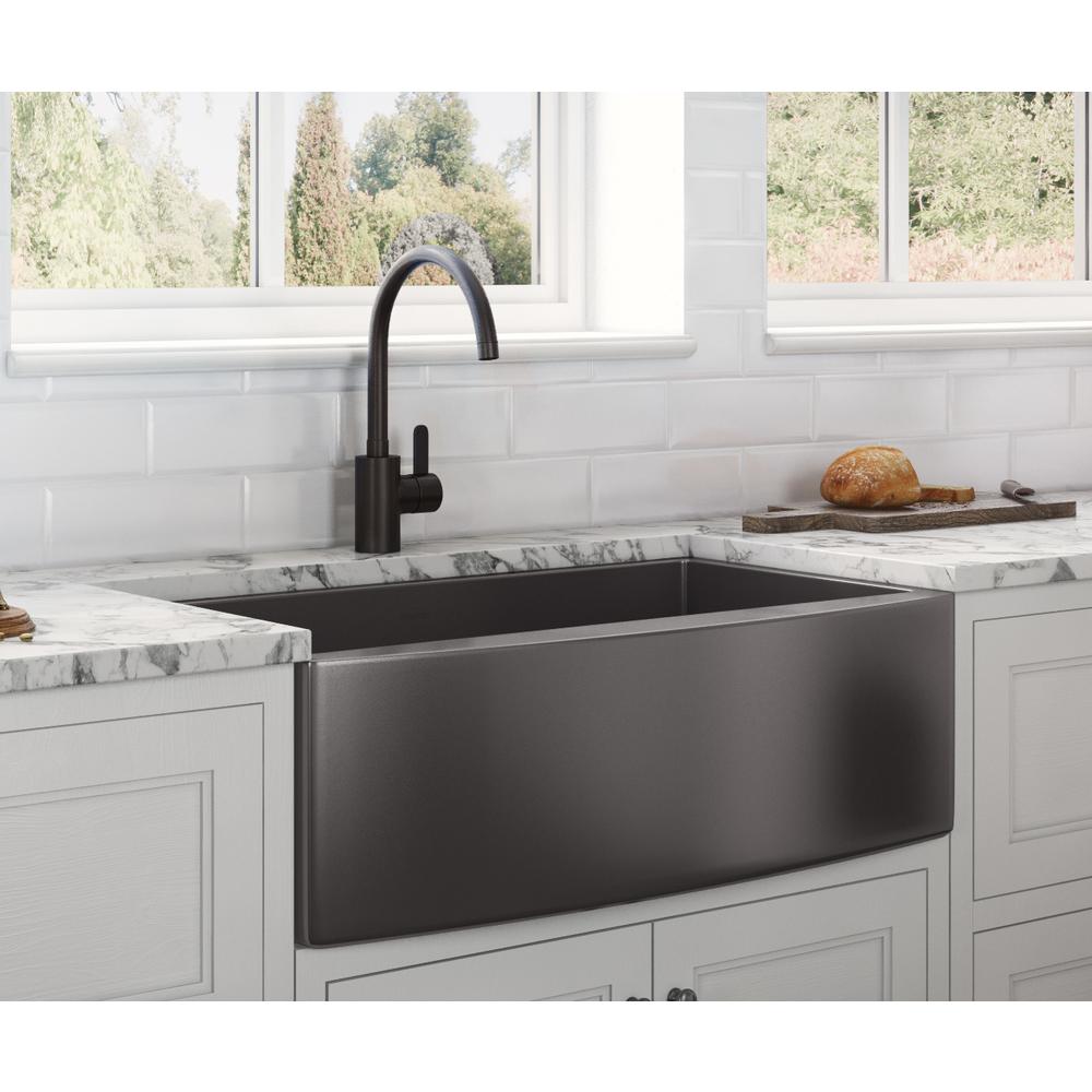Ruvati 33-inch Apron-Front Farmhouse Kitchen Sink Matte Single Bowl. Picture 9