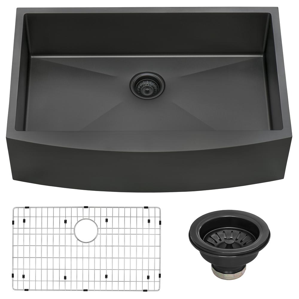 Ruvati 33-inch Apron-Front Farmhouse Kitchen Sink Matte Single Bowl. Picture 5