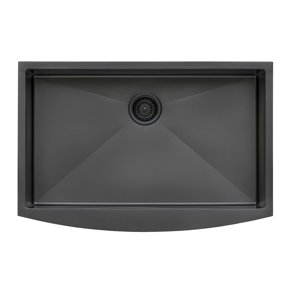 Ruvati 33-inch Apron-Front Farmhouse Kitchen Sink Matte Single Bowl. Picture 1