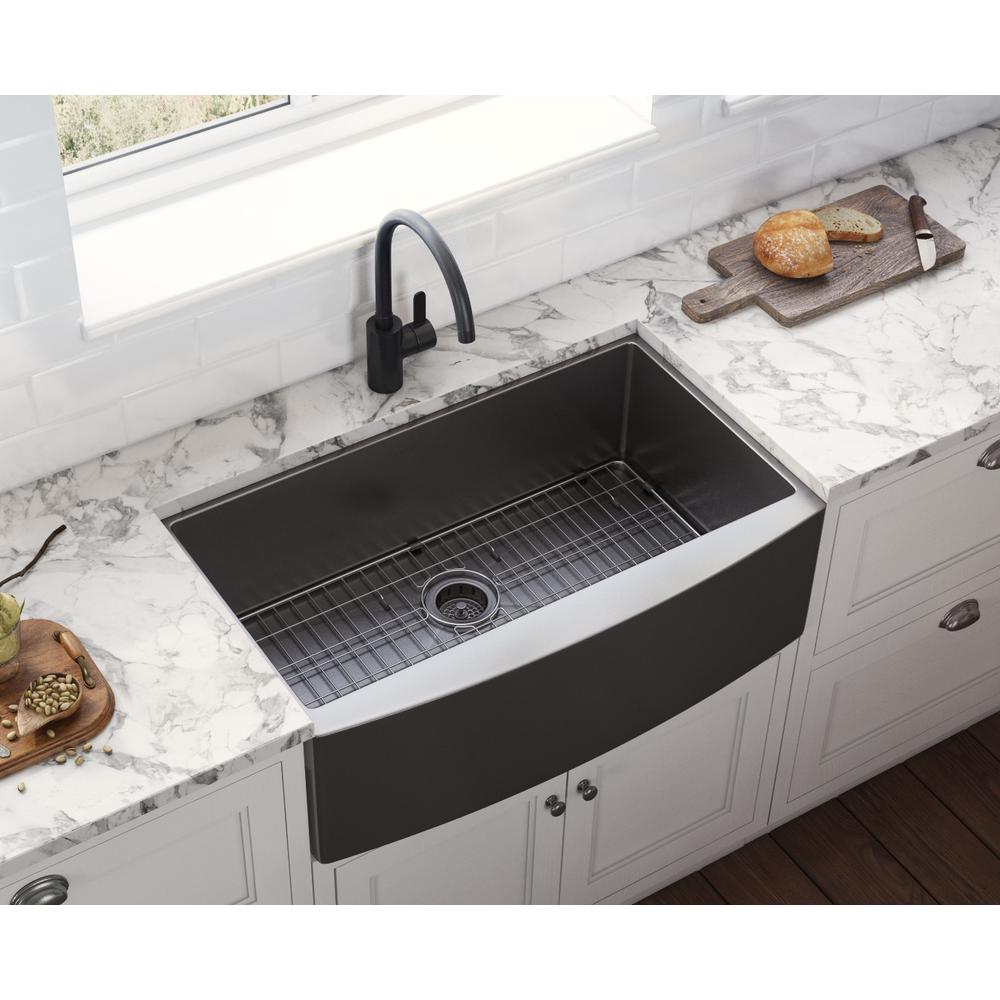 Ruvati 33-inch Apron-Front Farmhouse Kitchen Sink Matte Single Bowl. Picture 10