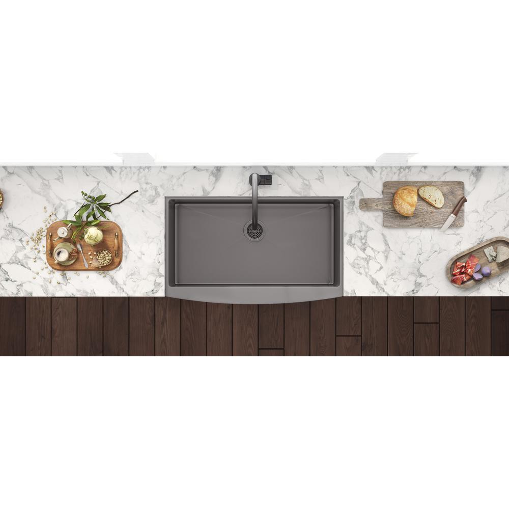 Ruvati 33-inch Apron-Front Farmhouse Kitchen Sink Matte Single Bowl. Picture 7