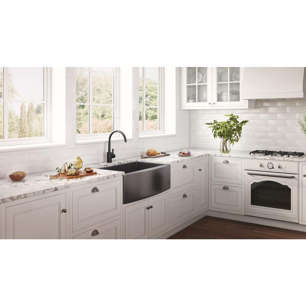 Ruvati 33-inch Apron-Front Farmhouse Kitchen Sink Matte Single Bowl. Picture 8