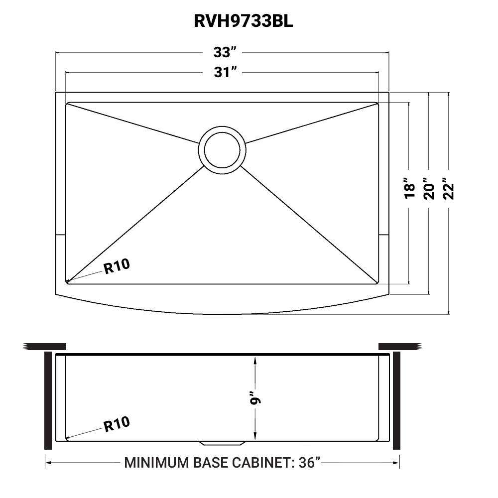 Ruvati 33-inch Apron-Front Farmhouse Kitchen Sink Matte Single Bowl. Picture 6