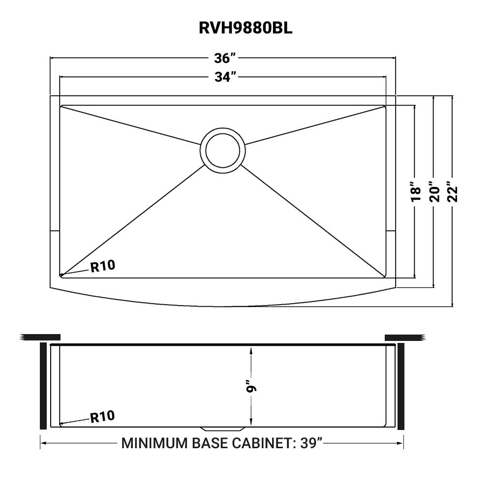 Ruvati 36-inch Apron-Front Farmhouse Kitchen SinkMatte Single Bowl. Picture 6