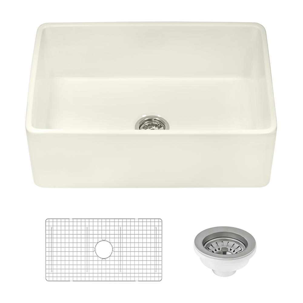 Ruvati 30 x 20 inch Fireclay Reversible Apron-Front Kitchen Sink Single Bowl. Picture 3