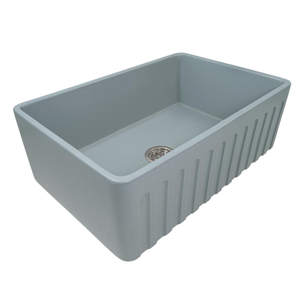 Ruvati 30 x 20 inch Fireclay Reversible Apron-Front Kitchen Sink Single Bowl. Picture 1