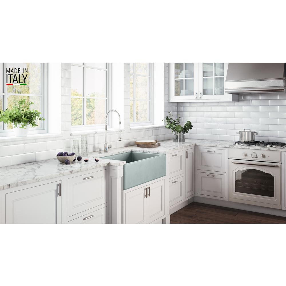 Ruvati 30 x 20 inch Fireclay Reversible Apron-Front Kitchen Sink Single Bowl. Picture 7