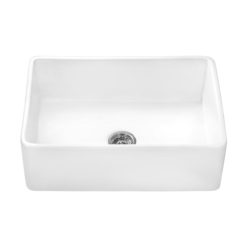 Ruvati 30 x 20 inch Fireclay Reversible Apron-Front Kitchen Sink Single Bowl. Picture 2