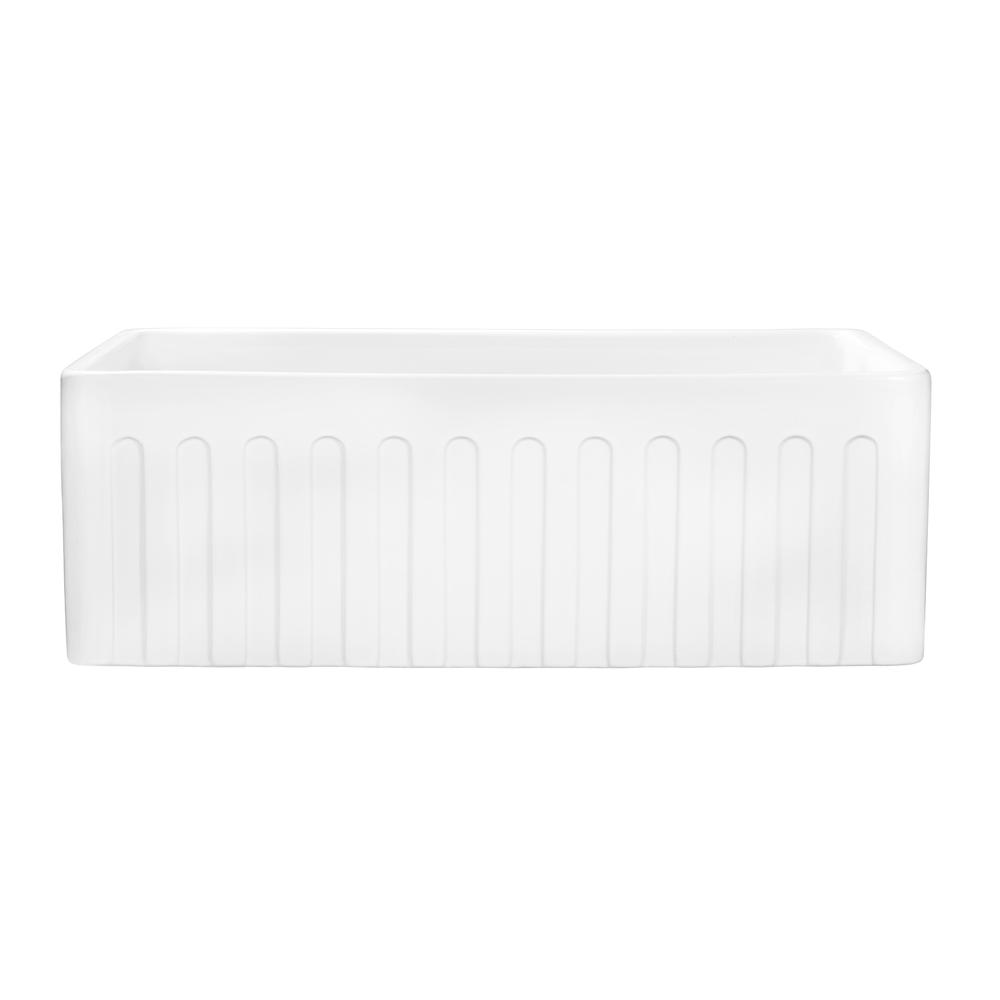 Ruvati 30 x 20 inch Fireclay Reversible Apron-Front Kitchen Sink Single Bowl. Picture 3