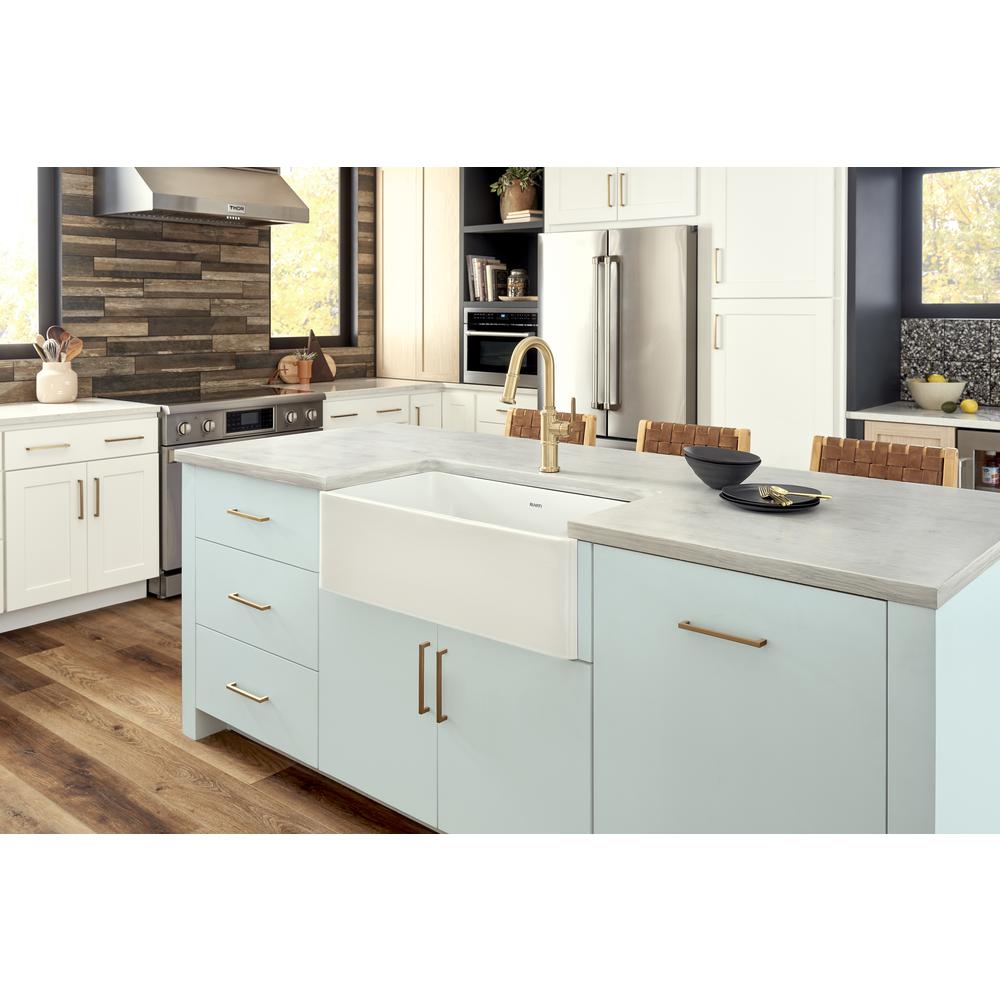 Ruvati 30 x 20 inch Fireclay Reversible Apron-Front Kitchen Sink Single Bowl. Picture 14
