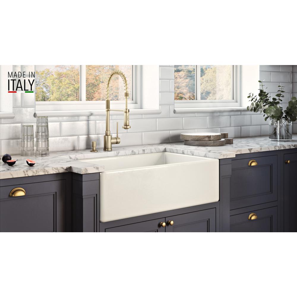Ruvati 33 x 20 inch Fireclay Reversible Apron-Front Kitchen Sink Single Bowl. Picture 7
