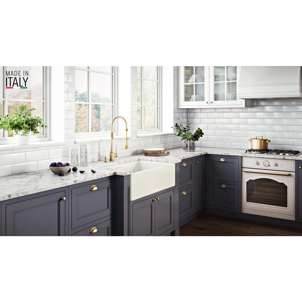 Ruvati 33 x 20 inch Fireclay Reversible Apron-Front Kitchen Sink Single Bowl. Picture 8
