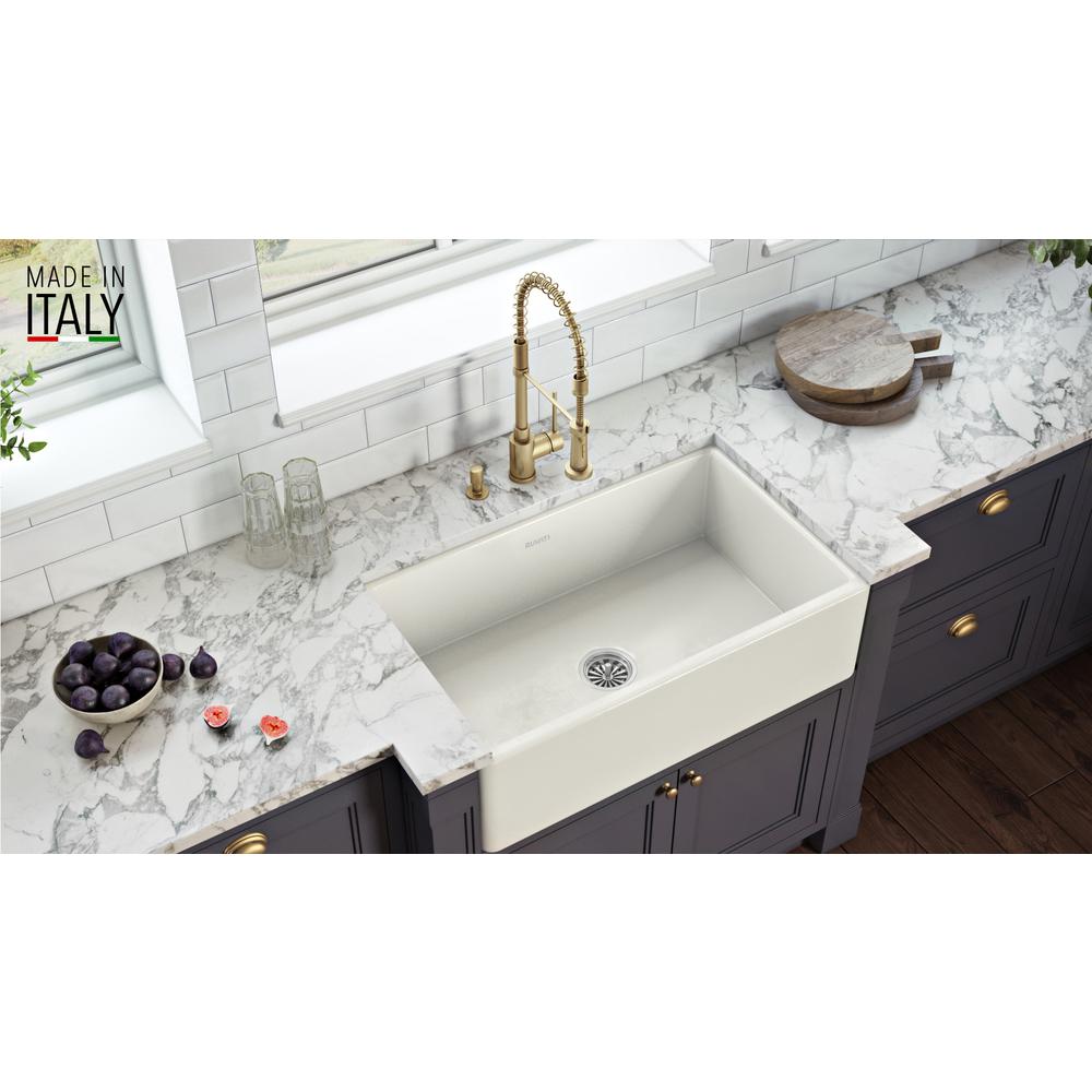 Ruvati 33 x 20 inch Fireclay Reversible Apron-Front Kitchen Sink Single Bowl. Picture 9