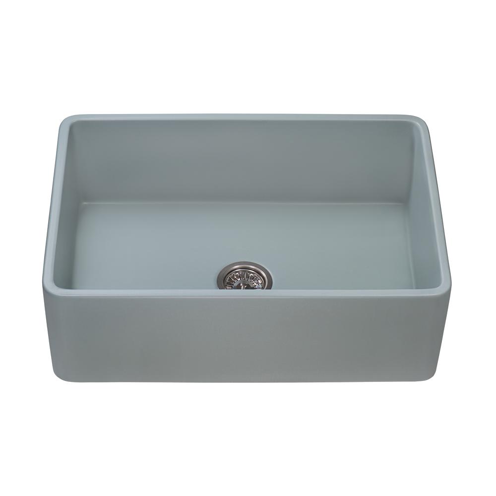 Ruvati 33 x 20 inch Fireclay Reversible Apron-Front Kitchen Sink Single Bowl. Picture 1