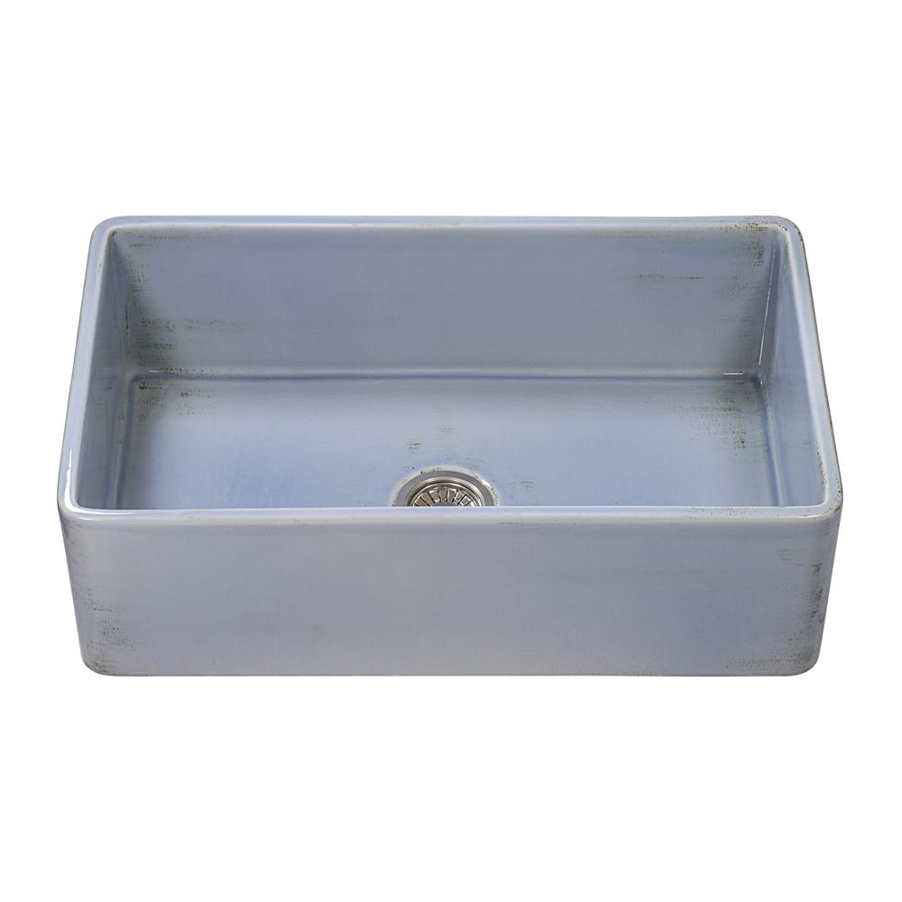 Ruvati 33 inch Fireclay Distressed Finish Apron-Front Kitchen Sink Reversible. Picture 1