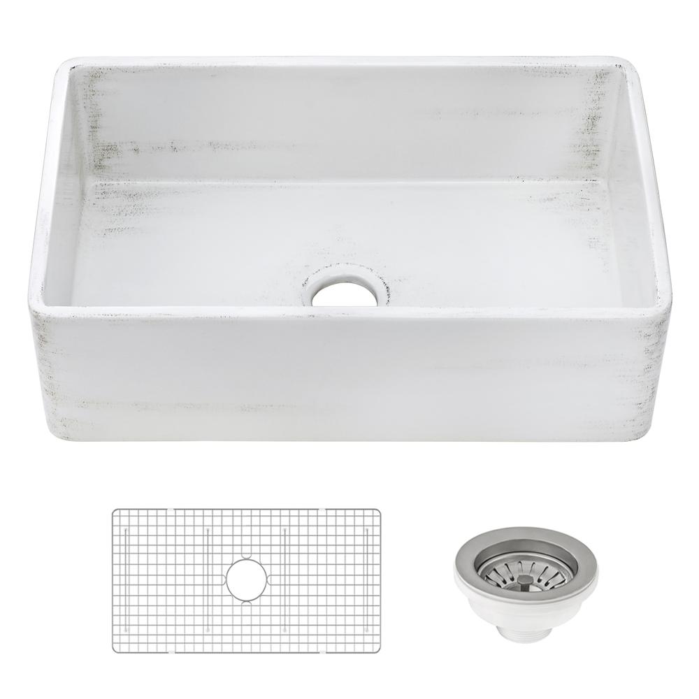 Ruvati 33 x 20 inch Fireclay Reversible Apron-Front Kitchen Sink. Picture 4