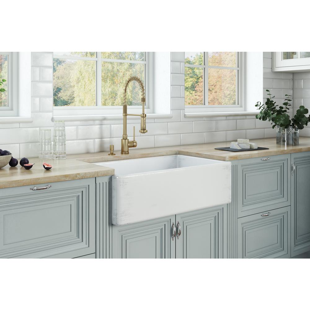 Ruvati 33 x 20 inch Fireclay Reversible Apron-Front Kitchen Sink. Picture 6