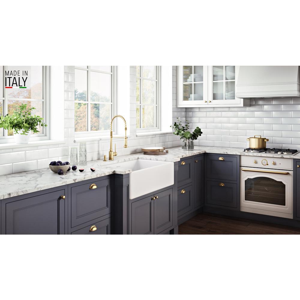 Ruvati 33 x 20 inch Fireclay Reversible Apron-Front Kitchen Sink Single Bowl. Picture 4