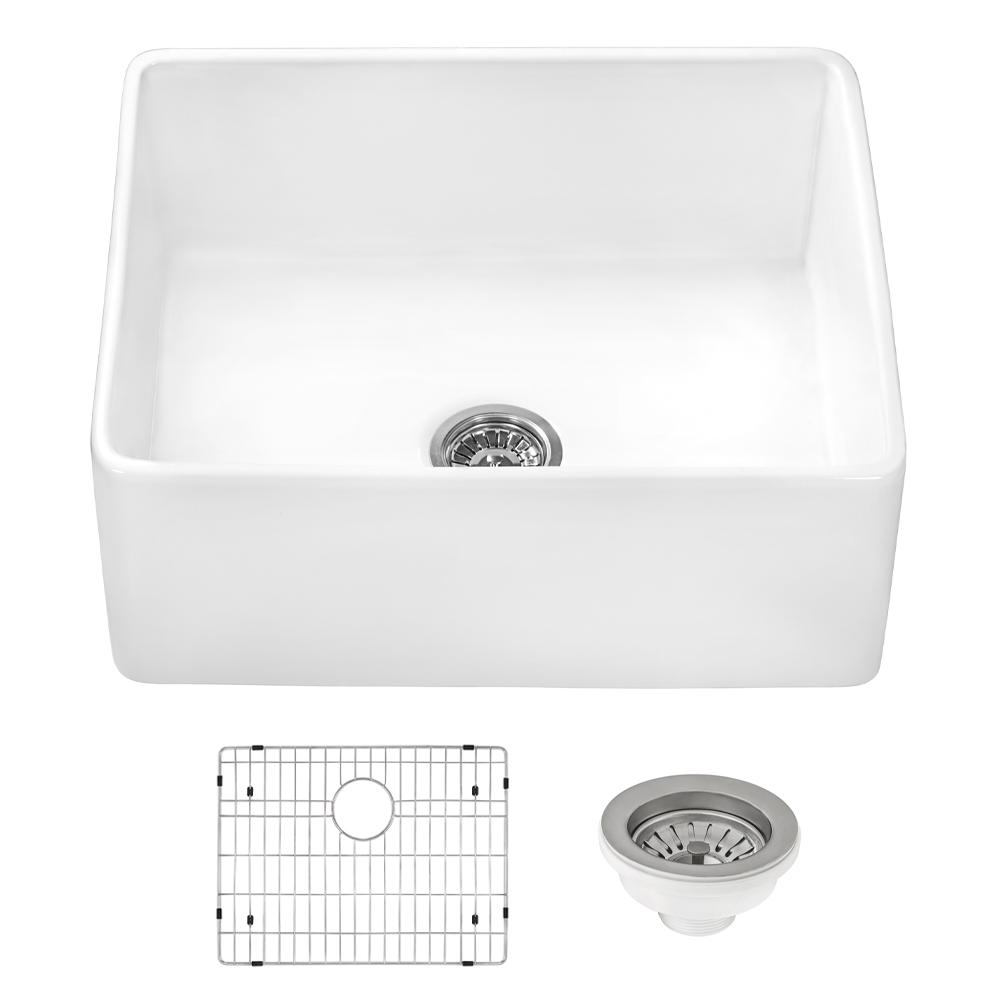 Ruvati 23-inch Fireclay Farmhouse Kitchen Laundry Utility Sink Single Bowl. Picture 3