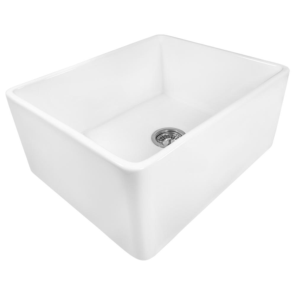 Ruvati 23-inch Fireclay Farmhouse Kitchen Laundry Utility Sink Single Bowl. Picture 1
