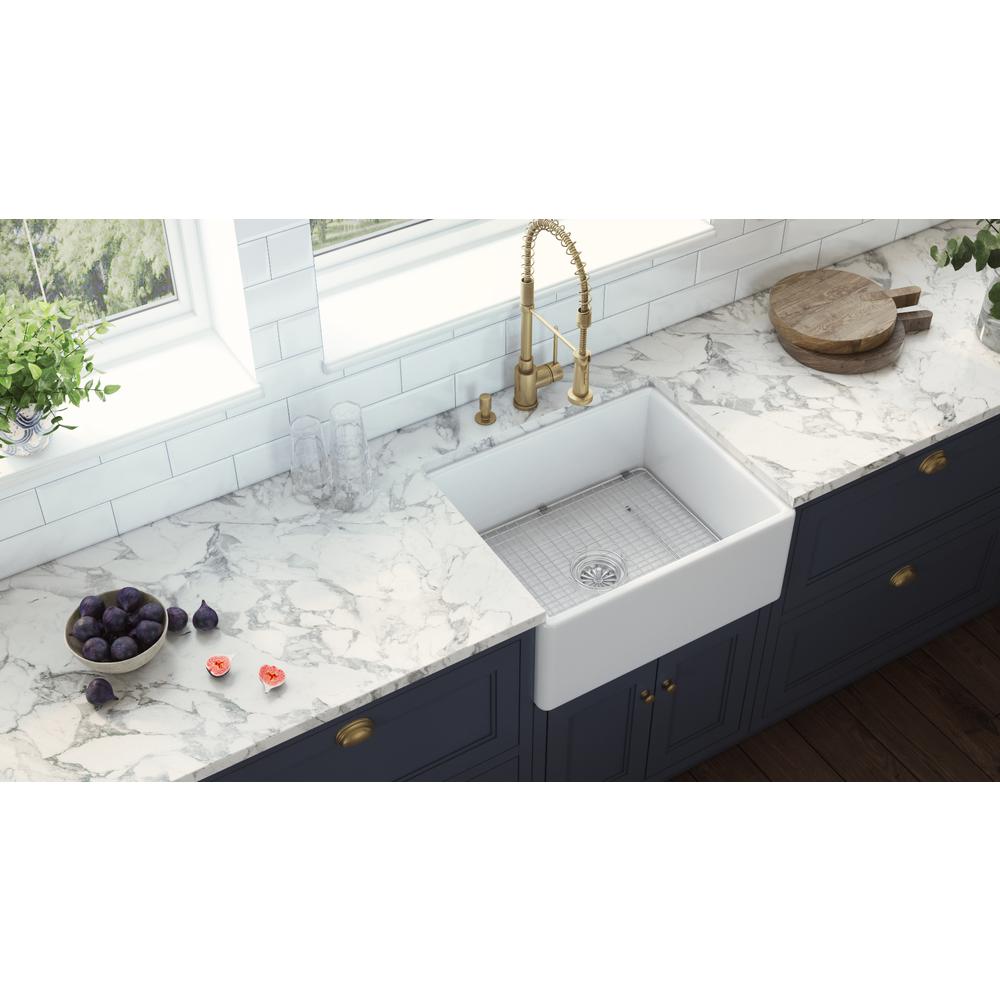 Ruvati 23-inch Fireclay Farmhouse Kitchen Laundry Utility Sink Single Bowl. Picture 5