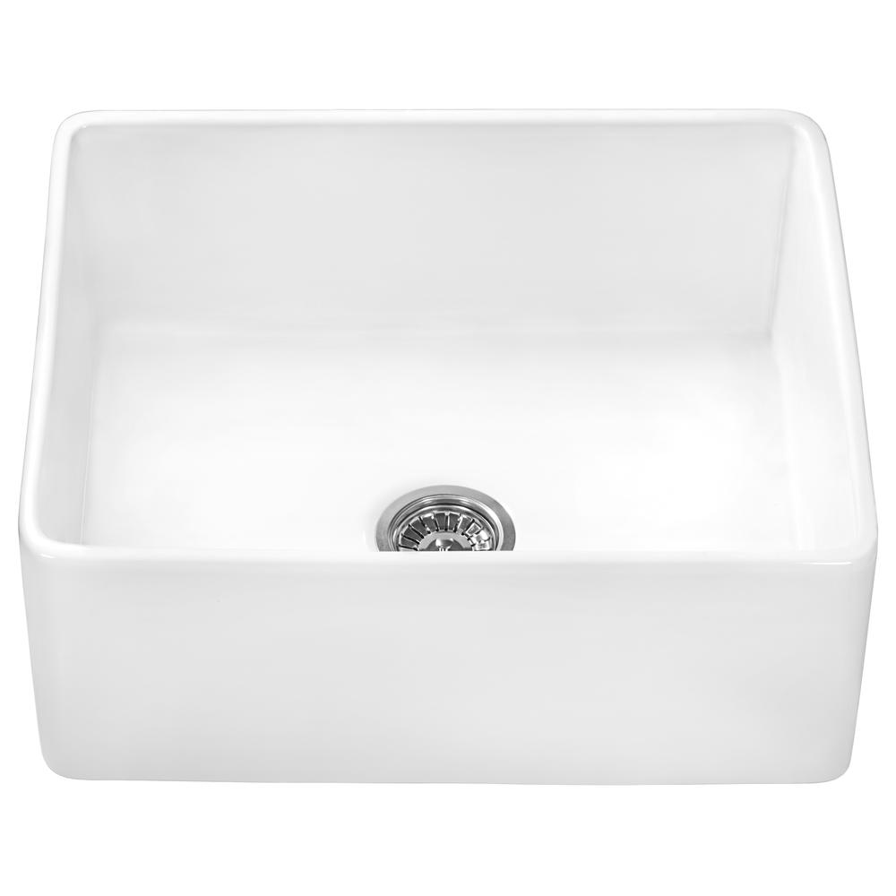 Ruvati 23-inch Fireclay Farmhouse Kitchen Laundry Utility Sink Single Bowl. Picture 2