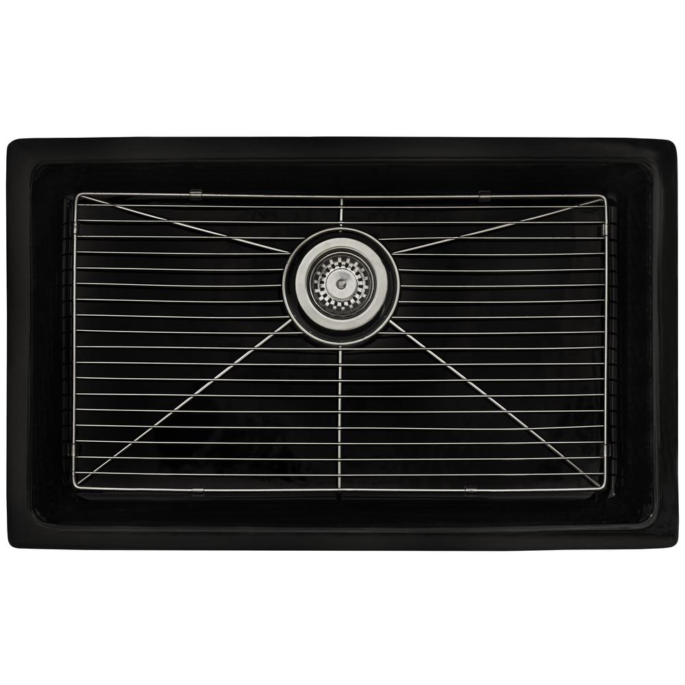 Ruvati 27in Fireclay Undermount / Drop-in Topmount Kitchen Sink Single BowlBlack. Picture 2