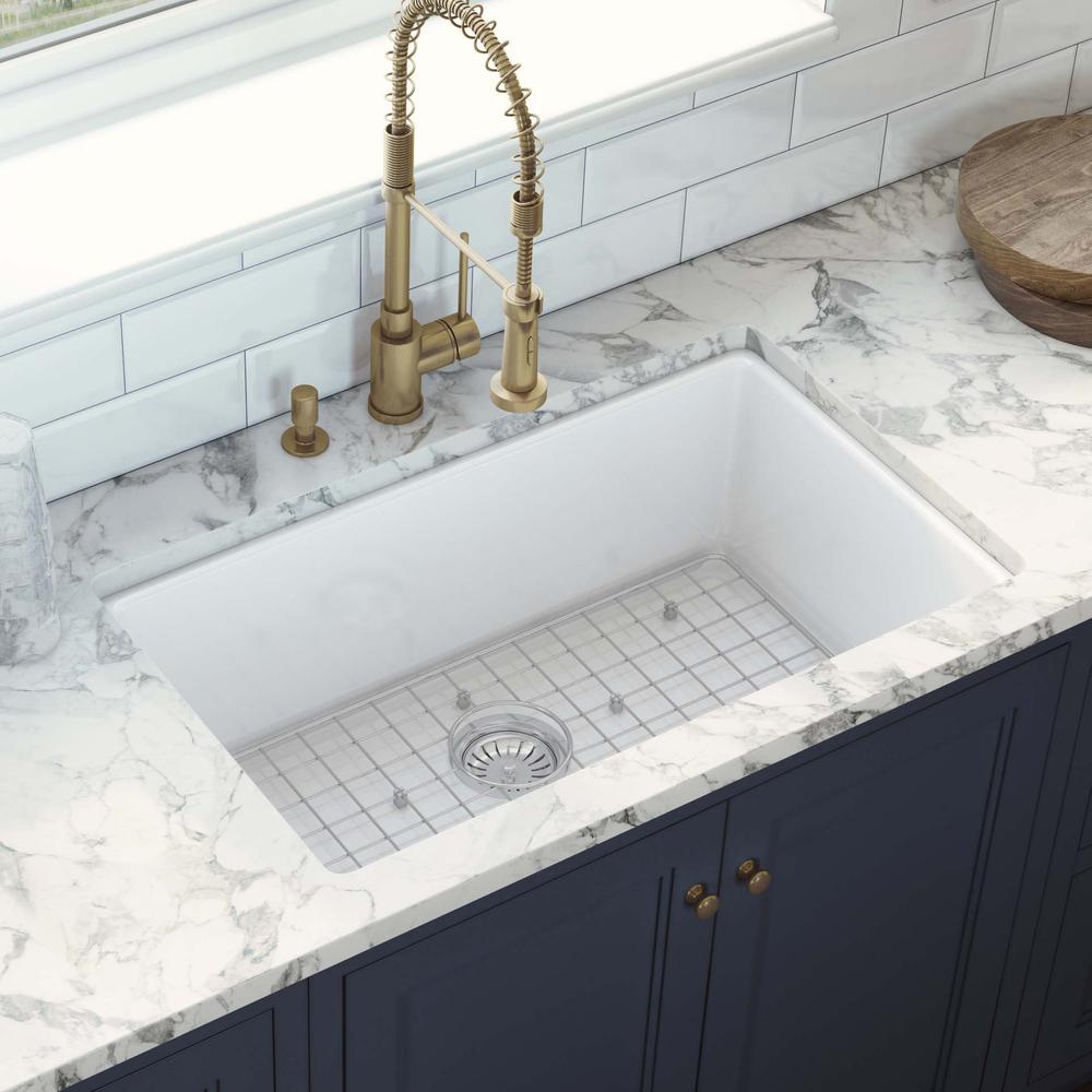 Ruvati 30-inch Fireclay Undermount / Drop-in Topmount Kitchen Sink Single Bowl. Picture 5