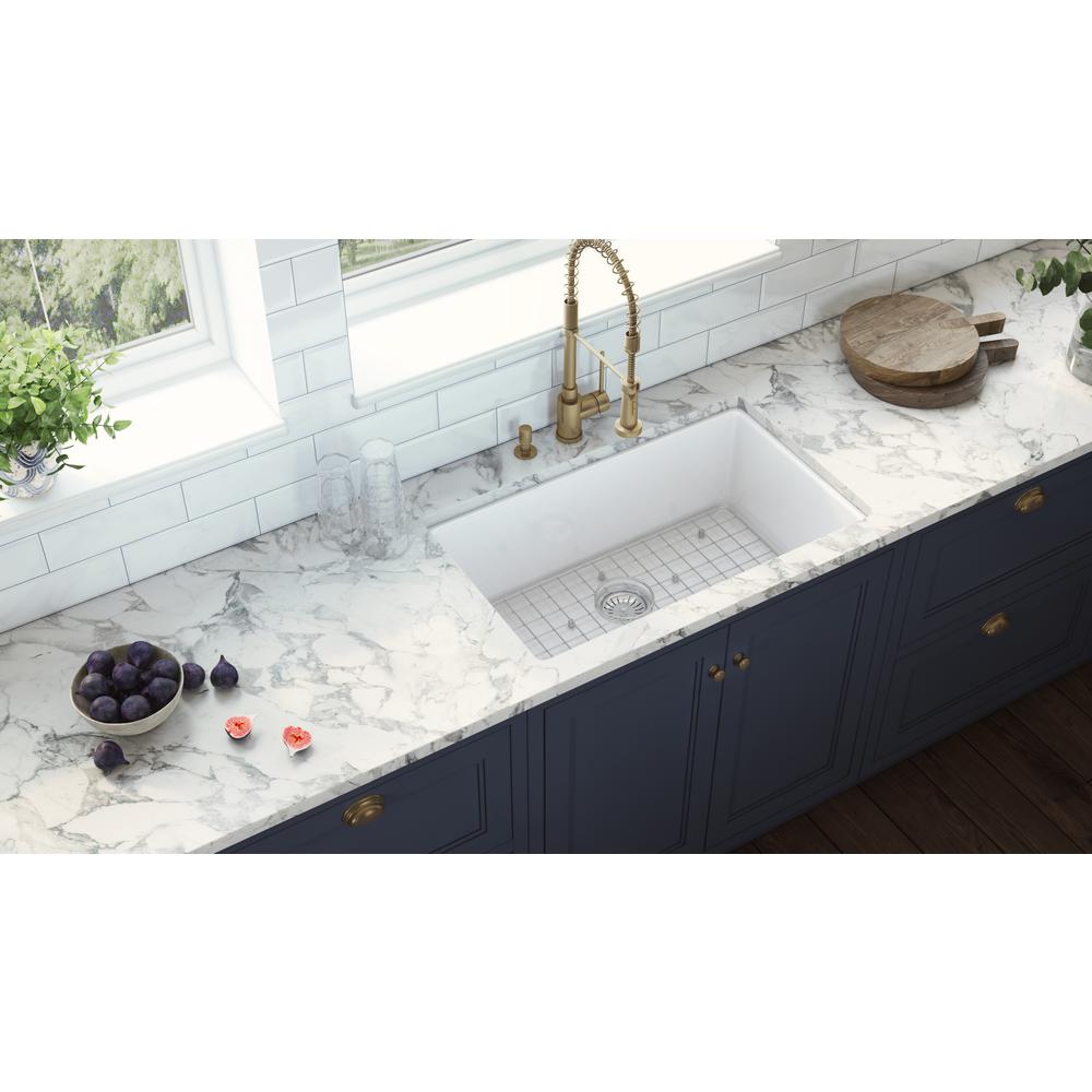 Ruvati 30-inch Fireclay Undermount / Drop-in Topmount Kitchen Sink Single Bowl. Picture 8