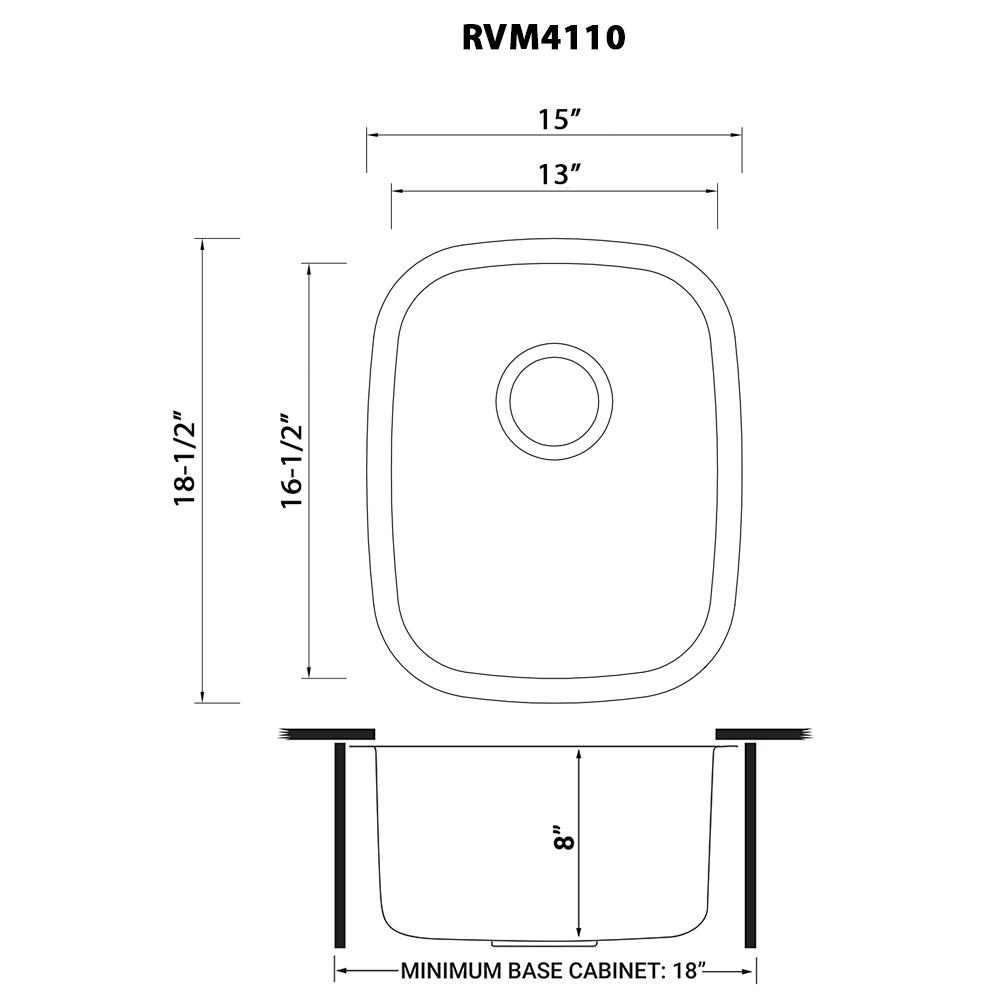 Ruvati 15 x 18 inch Undermount 16 Gauge Stainless Steel Bar Prep Sink. Picture 11