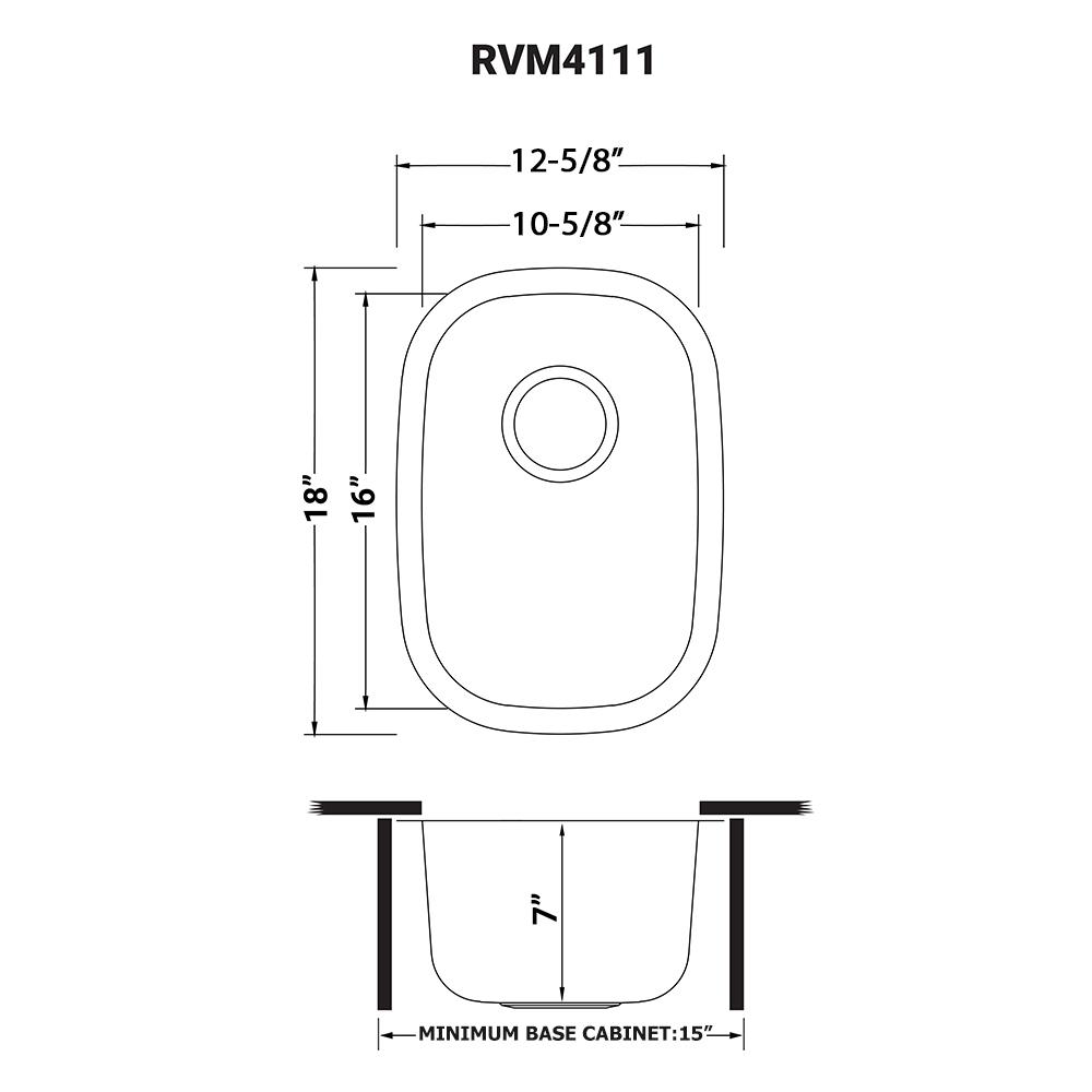 Ruvati 12 x 18 inch Undermount 16 Gauge Stainless Steel Bar Prep Sink. Picture 11