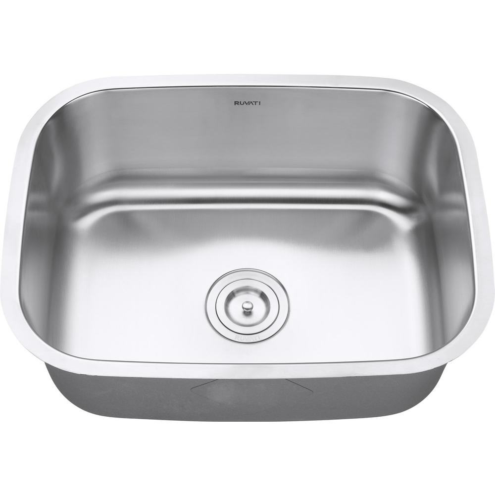 Ruvati 24-inch Undermount 16 Gauge Stainless Steel Kitchen Sink Single Bowl. Picture 7