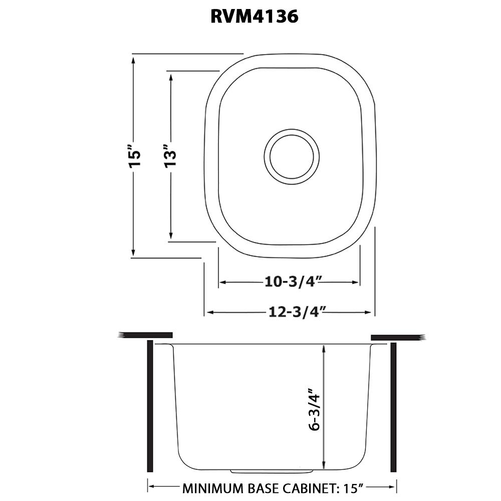 Ruvati 13 x 15 inch Bar Prep Sink Undermount 16 Gauge Stainless Steel. Picture 11