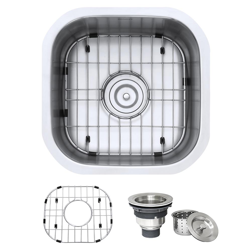 Ruvati 16 x 16 inch Bar Prep Sink Undermount 16 Gauge Stainless Steel. Picture 13