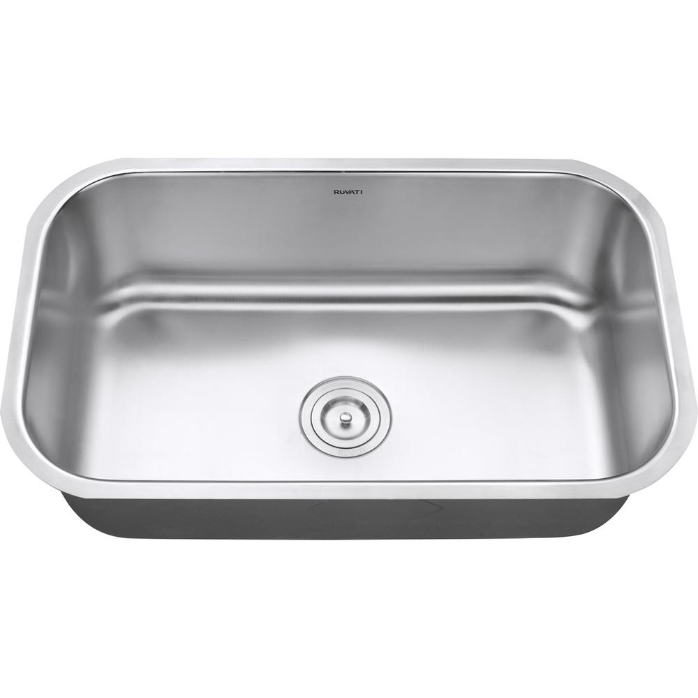 Ruvati 30-inch Undermount 16 Gauge Stainless Steel Kitchen Sink Single Bowl. Picture 9