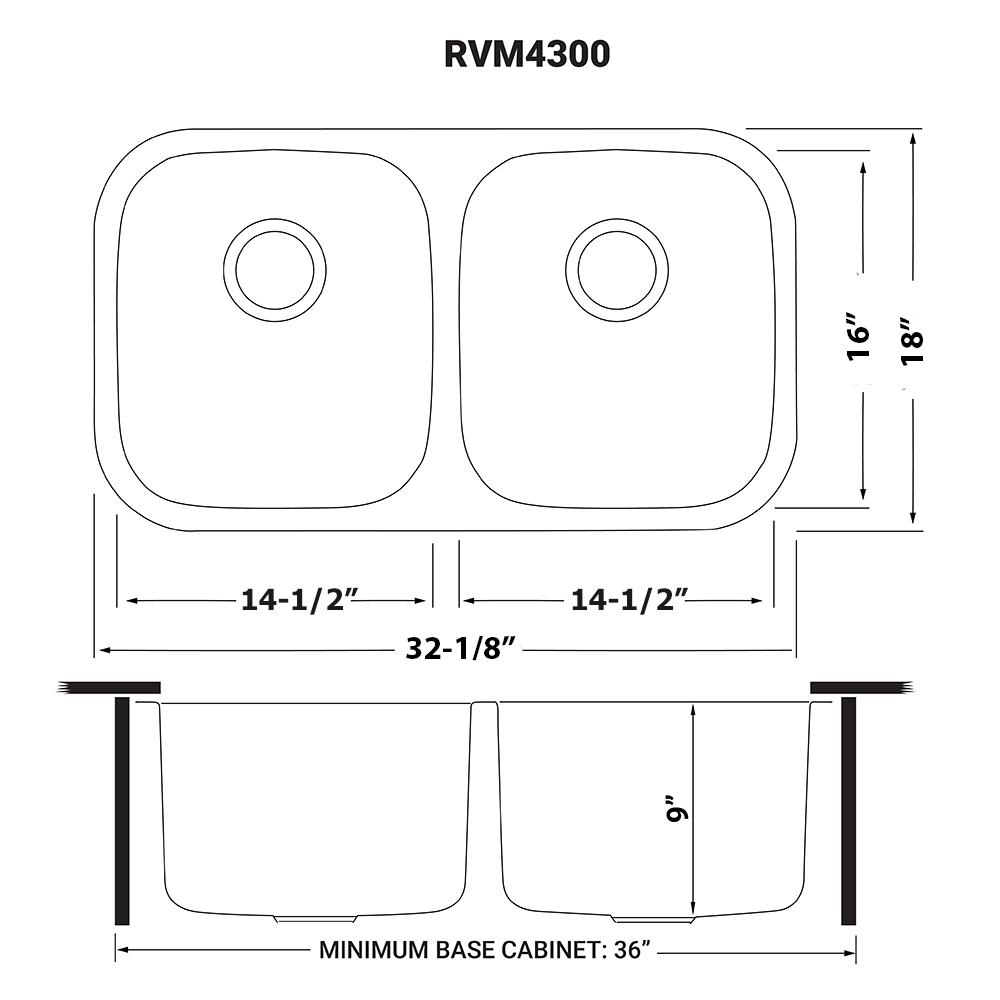 Ruvati 32-inch Undermount 50/50 Double Bowl 16 Gauge Kitchen Sink. Picture 11