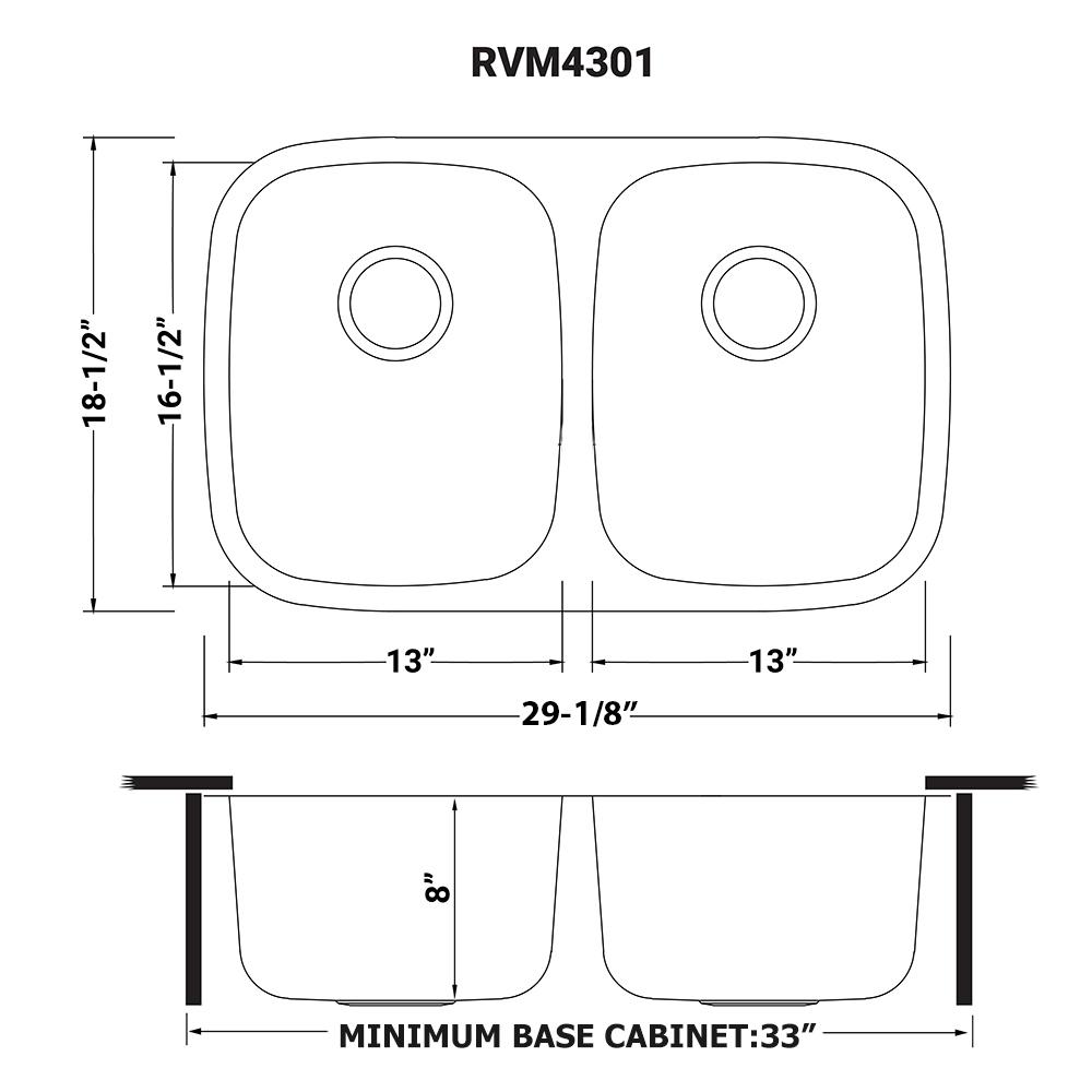 Ruvati 29-inch Undermount 50/50 Double Bowl 16 Gauge Kitchen Sink. Picture 11