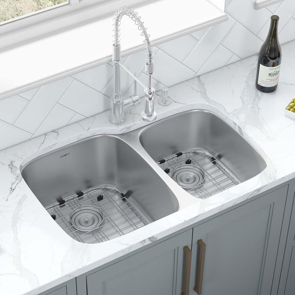 Ruvati 32-inch Undermount 60/40 Double Bowl 16 Gauge Kitchen Sink. Picture 14