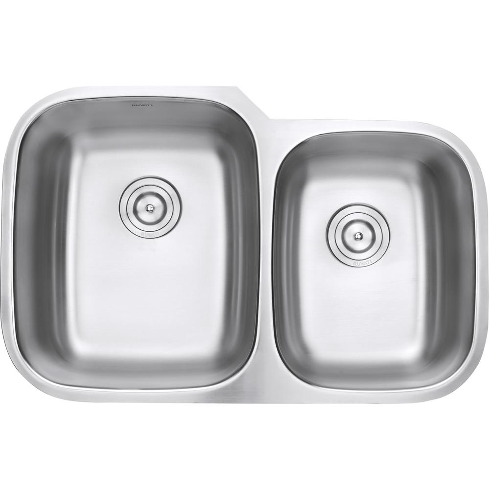 Ruvati 32-inch Undermount 60/40 Double Bowl 16 Gauge Kitchen Sink. Picture 4