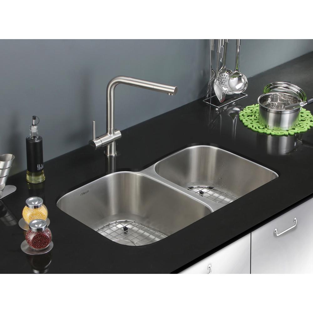 Ruvati 32-inch Undermount 60/40 Double Bowl 16 Gauge Kitchen Sink. Picture 8