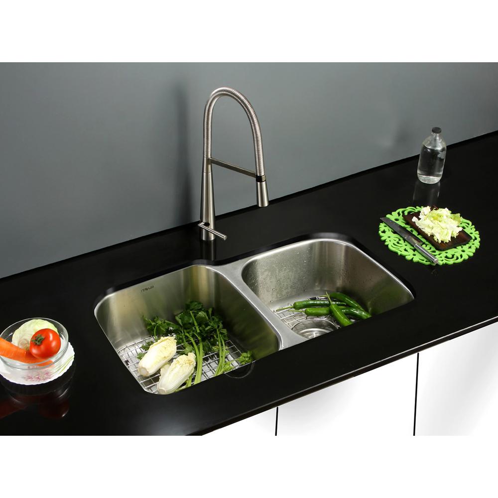 Ruvati 32-inch Undermount 60/40 Double Bowl 16 Gauge Kitchen Sink. Picture 11
