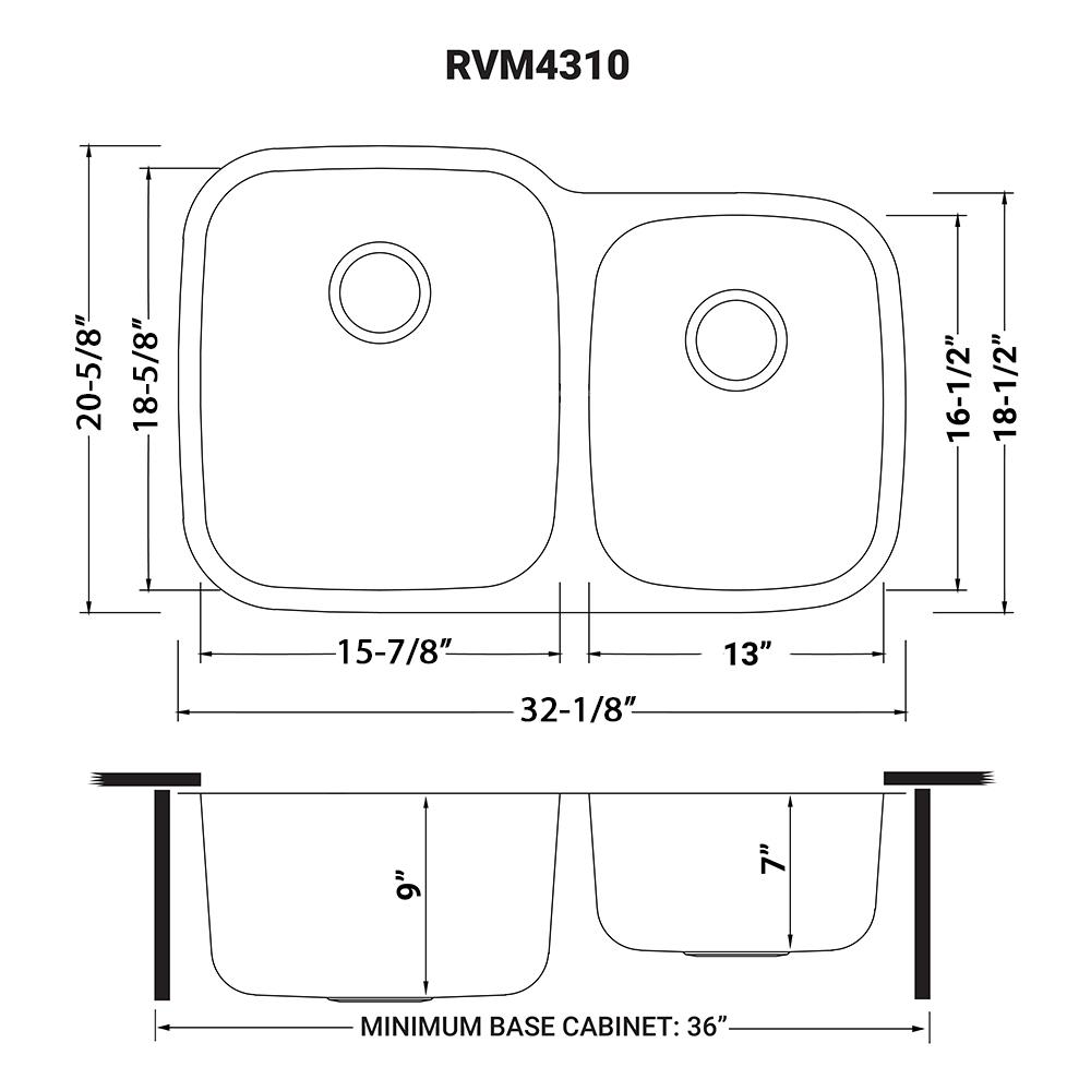 Ruvati 32-inch Undermount 60/40 Double Bowl 16 Gauge Kitchen Sink. Picture 13