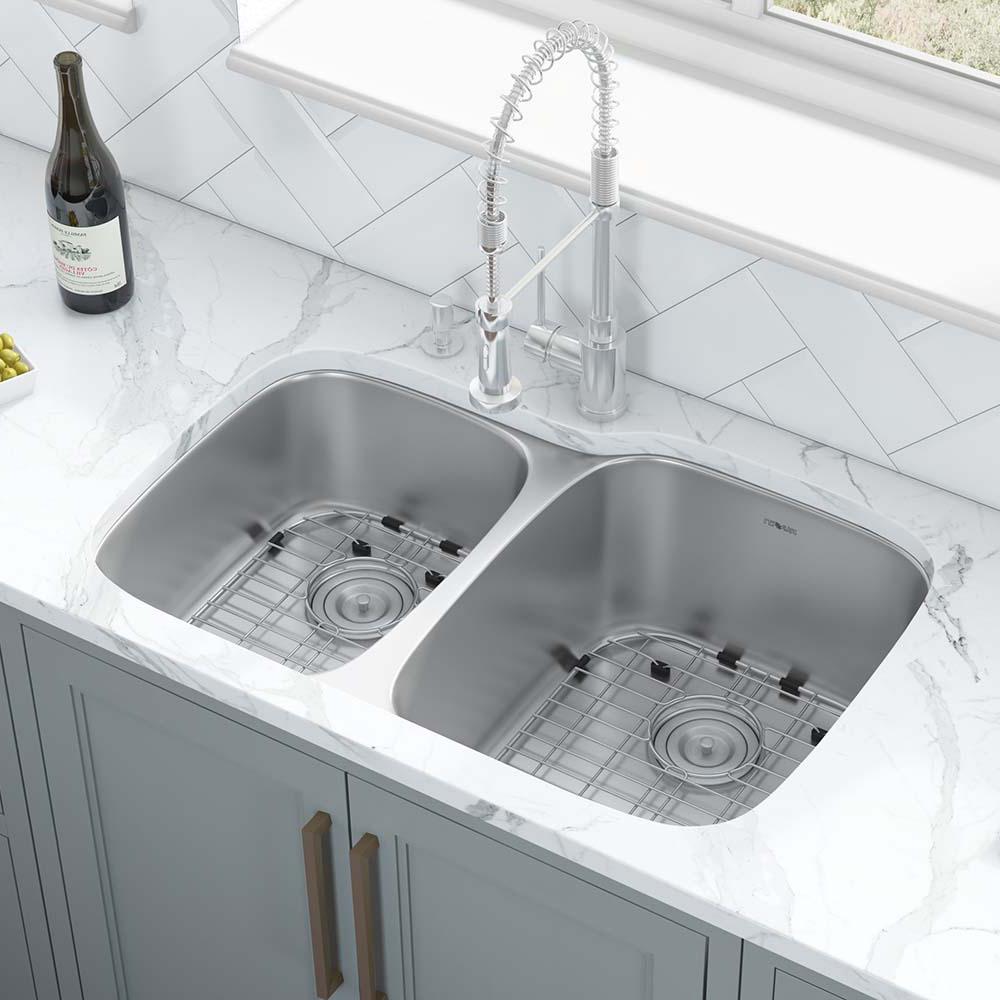 Ruvati 32-inch Undermount 40/60 Double Bowl 16 Gauge Kitchen Sink. Picture 2