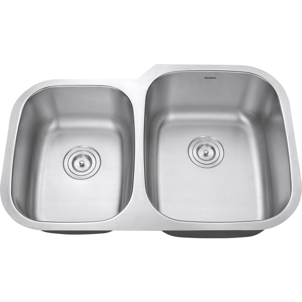 Ruvati 32-inch Undermount 40/60 Double Bowl 16 Gauge Kitchen Sink. Picture 4