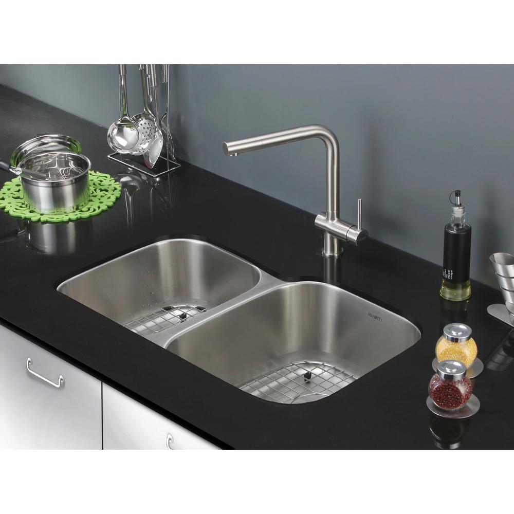 Ruvati 32-inch Undermount 40/60 Double Bowl 16 Gauge Kitchen Sink. Picture 8