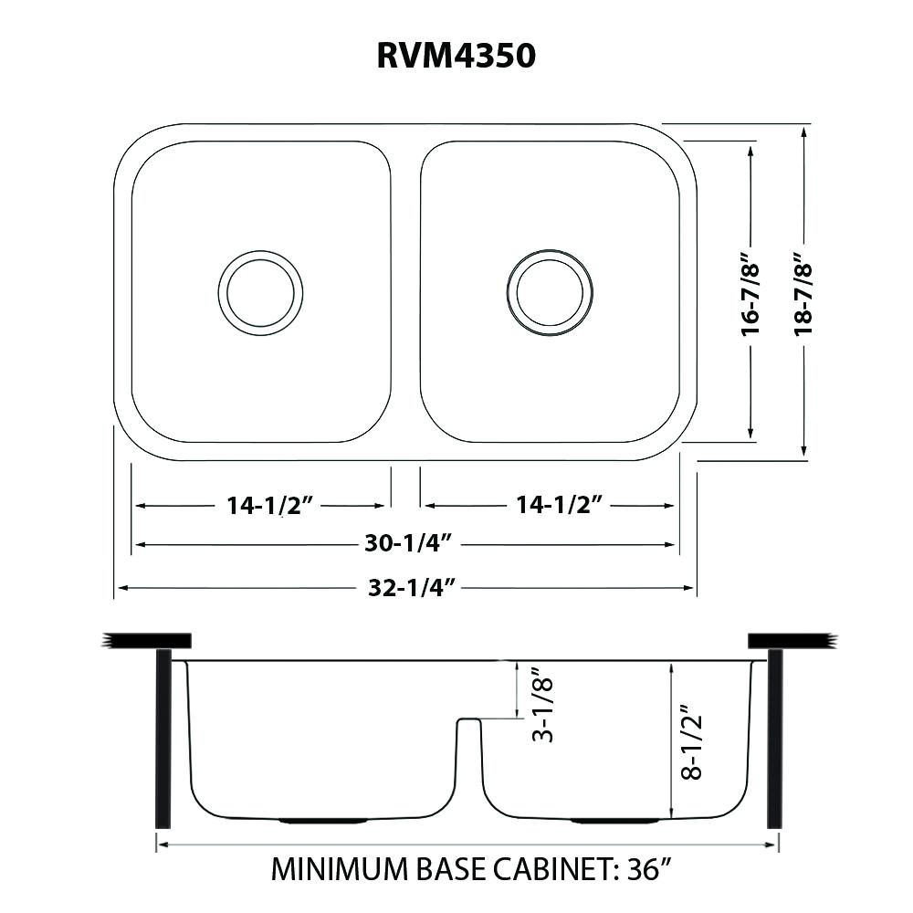 Ruvati 32-inch Low-Divide 50/50 Double Bowl Undermount 16 Gauge Kitchen Sink. Picture 14